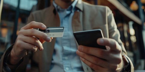Man Using Card Reader for Payment