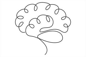 Human brain continuous one line drawing concept of Hand drawn minimalism style. brain line art vector illustration