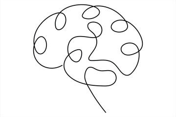 Human brain continuous one line drawing concept of Hand drawn minimalism style. brain line art vector illustration