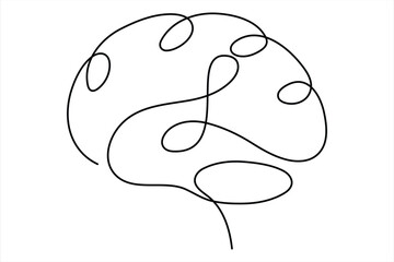 Human brain continuous one line drawing concept of Hand drawn minimalism style. brain line art vector illustration