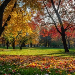 Naklejka premium Park in early autumn.
