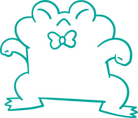 Line art illustration of a funny frog, coloring page