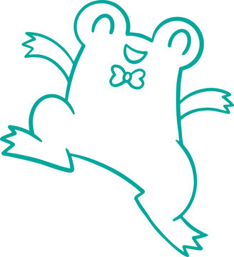 recommend clip art: Line art illustration of a funny frog jumping, coloring page