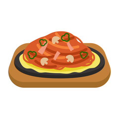 カフェ・レトロ喫茶　鉄板ナポリタン単品イラスト