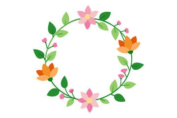 Wreath of Spring Flowers | isolated vector illustration on white background