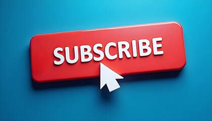 Subscribe Button Design Rectangular Red Button with White Background and Interactive Click Pointer