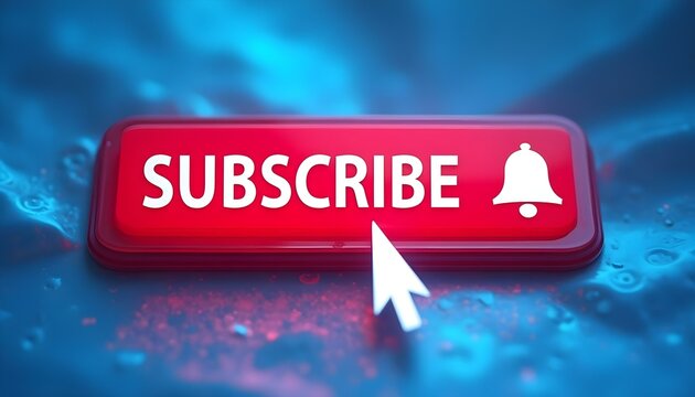 Subscribe Button Design Rectangular Red Button with White Background and Interactive Click Pointer