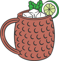Illustration of a moscow mule cocktail, summer drink menu