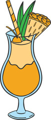 Illustration of a pina colada cocktail, summer drink menu