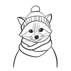 cute raccoon in winter hat