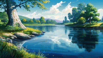 Fototapeta premium A picturesque river on a sunny summer day