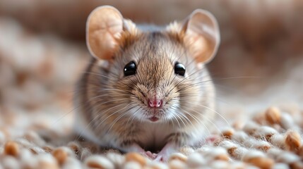 Close-Up Portrait of a Cute Mouse with Big Eyes