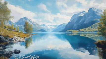 Stunning view of lovatnet lake in norway with vibrant reflections and breathtaking alpine scenery