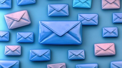 Blue Email Icons on a Vibrant Background