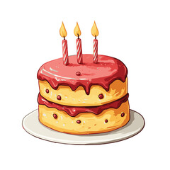 Simple clip art of a birthday cake with three candles on top