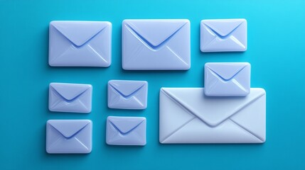 Colorful Email Icons on Blue Background