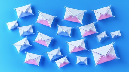 Colorful Email Icons on Blue Background