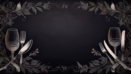 Elegant restaurant menu background with a dark, textured chalkboard finish. 