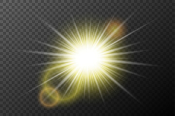 Light effect isolated flare, tire explosion, dust line, solar flare, star spark, sunlight, vector background