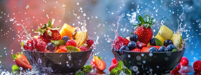 A beautiful summer dessert with berries and fruits. Selective focus.