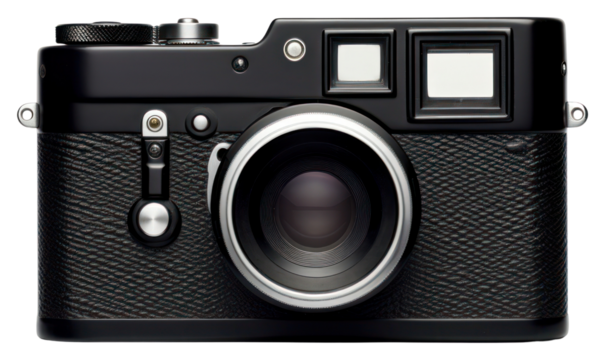 PNG Black rangefinder camera black white background electronics. - Powered by Adobe