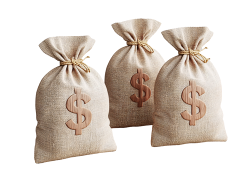 a group of sacks with dollar signs