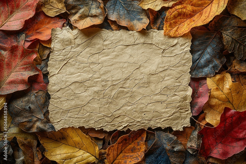 Poster dried autumn leaves with a textured background
