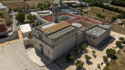 Aerial view of the Papal Basilica of the Madonna dei Martiri in Molfetta, in the province of Bari,...