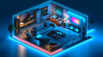 Smart Home of the Future design 3d Isometric