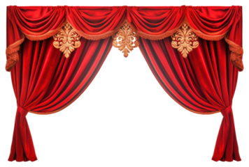PNG Red damask curtain pattern stage.