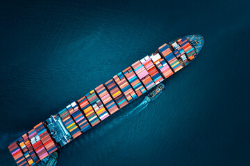 shipping logistic cargo container ship in black sea import export goods and distributing products...