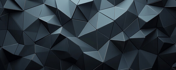 Fototapeta premium 3D black polygonal surface with sharp edges and varying depths, modern abstract background, perfect for tech or sophisticated design themes.