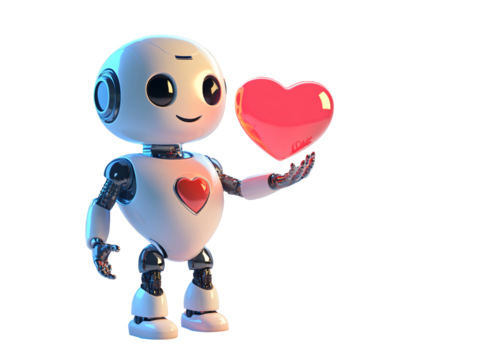 a robot holding a heart