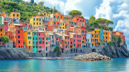 Breathtaking scenery of the Italian Riviera highlighting the picturesque Genova Nervi Porticciolo