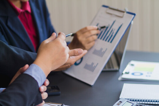 Blurred image,Business groups and investors are discussing investments and summarizing annual results in the meeting room. Ideas for advice and advice between investors to exchange knowledge