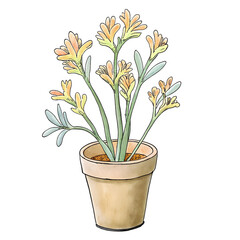 Colorful Potted Plant Illustration for Nature Themed Design Projects