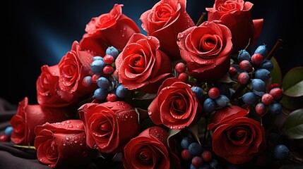 red roses with dark background  