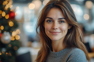 Obraz premium Business woman celebrating christmas new year day created with ai generative