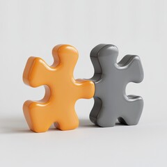Obraz premium Two 3D Puzzle Pieces Joined Together