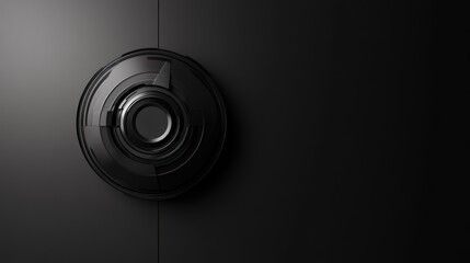 Black Circular Object with Concentric Rings and a Central Aperture