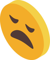 3d isometric sad yellow emoji conveying disappointment and frustration