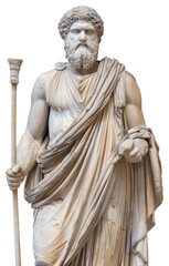 Obraz premium PNG Greek statue holding wand sculpture art white background.