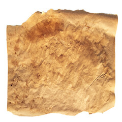 Old vintage stained aged paper isolated on white.