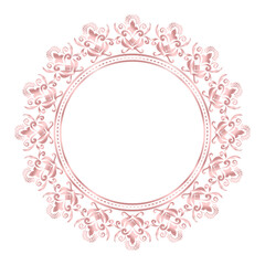 Damask Round Wreath rose gold circular round ornament flower Abstract pattern, Classic Victorian traditional style, illustration Vintage Design, Floral frames, Mandala, Antique, Moroccan frame