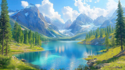 Fototapeta premium Stunning views of vast landscapes in the national park showcasing nature's unspoiled beauty