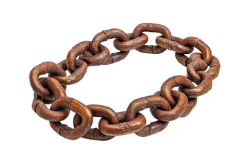 Obraz premium Heavy antique chain displayed on a white background showcasing its rustic texture and craftsmanship