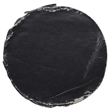 torn and ripped paper circles, round shapes with jagged edges from black paper in YK retro style, png isolated cardboard pieces on transparent background