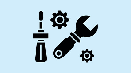Vector Collection of Wrench and Gear Tool Icons 