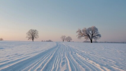 Obraz premium 北の雪景色_雪原_03