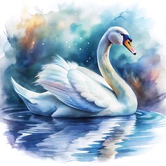 Swan watercolor style